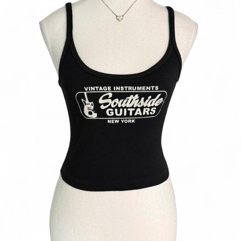 Brandy Melville Southside Guitars black tank top John Galt line one size Cotton